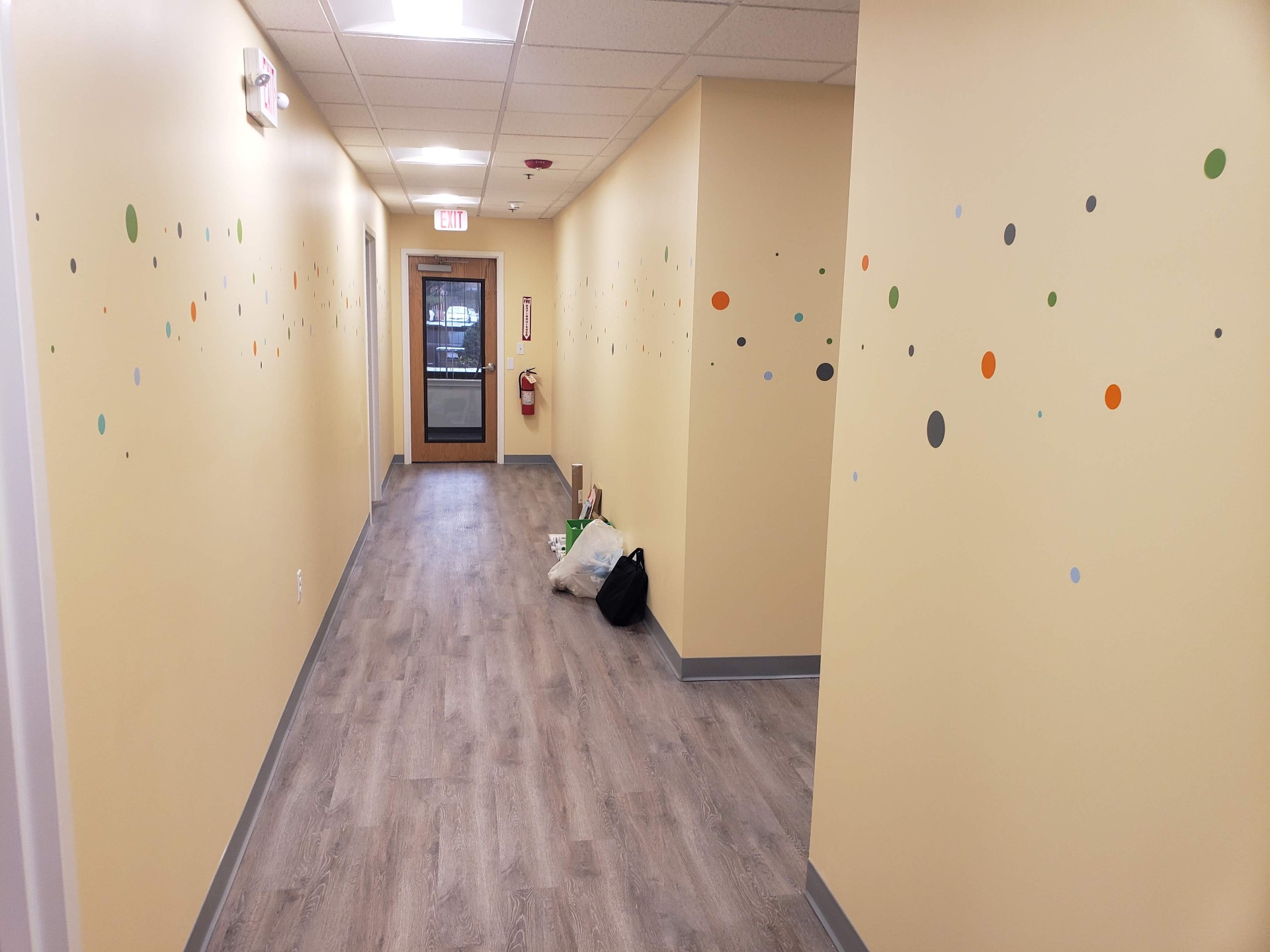 Bright corridor leading to classrooms