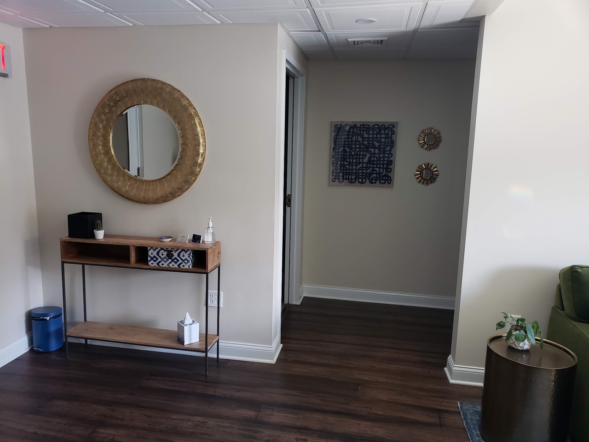 Reception area with mirror and console